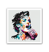 Colorful wrapped canvas featuring rock music themes